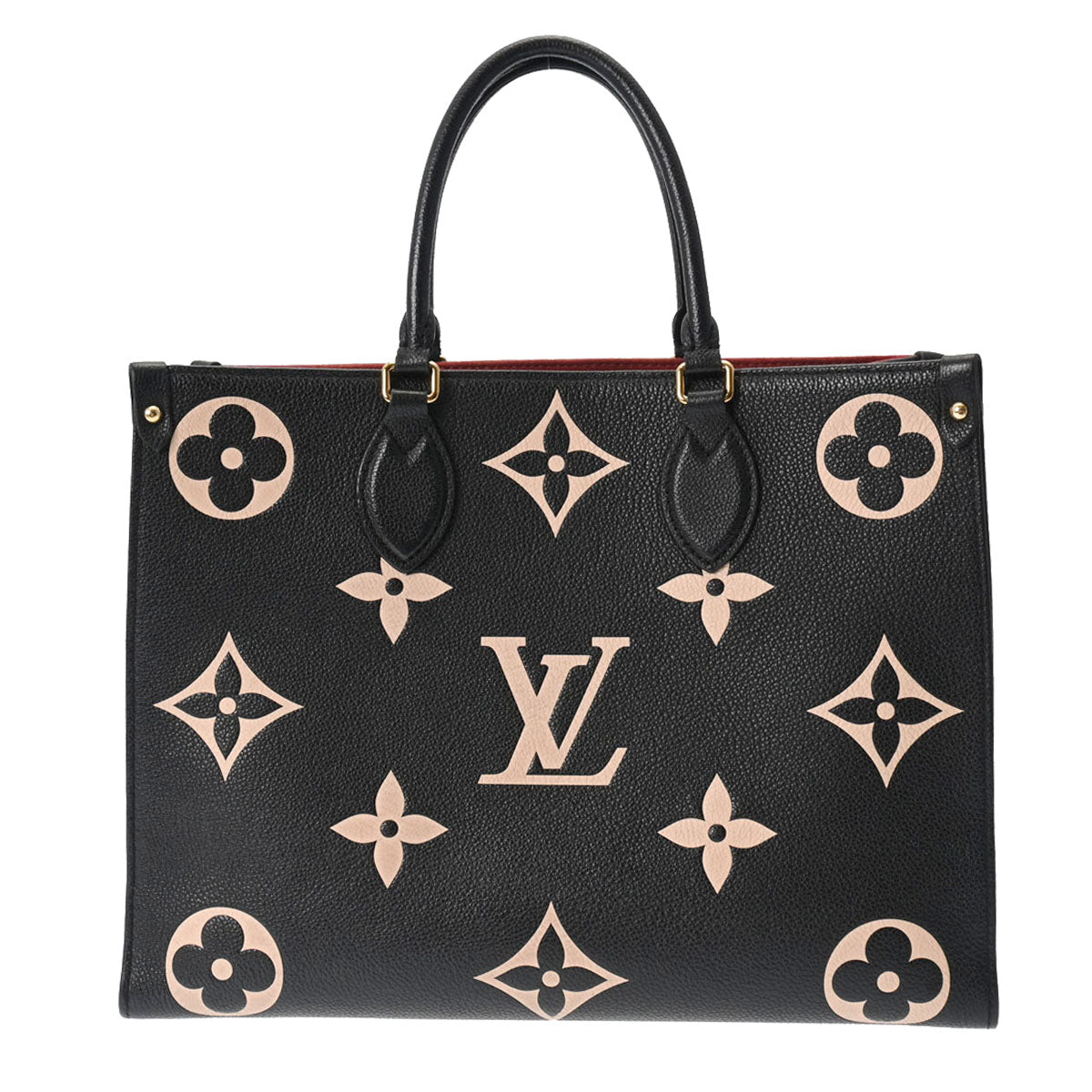 【新年の贈り物】LOUIS VUITTON ルイヴィトン モノグラムアンプラント オンザゴー MM 黒/ベージュ M45495 レディース レザー 2WAYバッグ Aランク 中古 