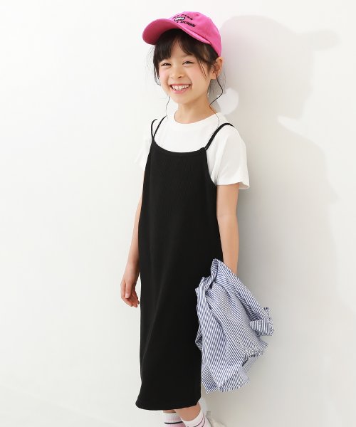 リブキャミワンピース 子供服 キッズ 女の子 半袖ワンピース ノースリーブワンピース ワンピース