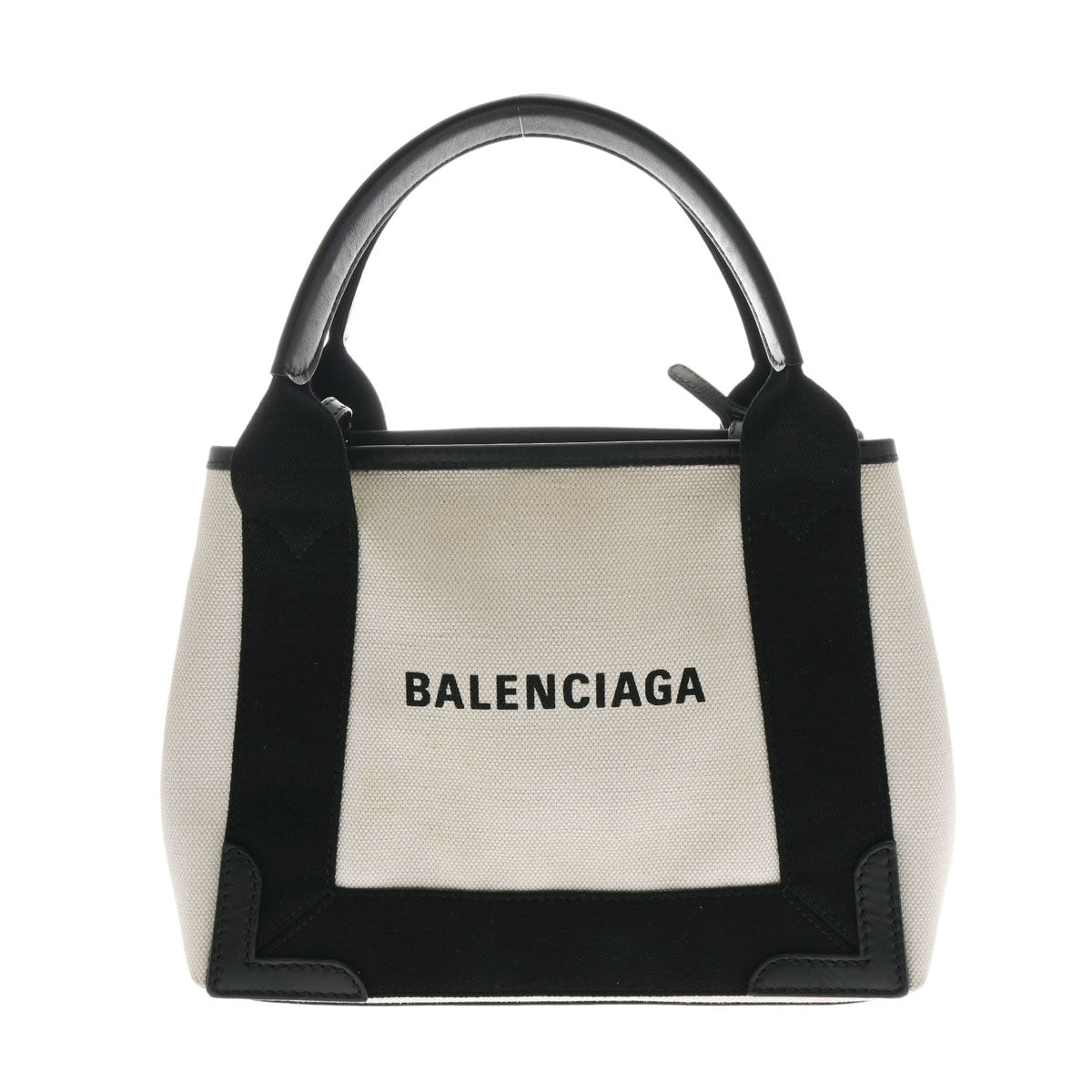 BALENCIAGA バレンシアガ ネイビーカバス XS 2WAY ベージュ/黒 390346 レディース キャンバス ハンドバッグ Aランク 中古 