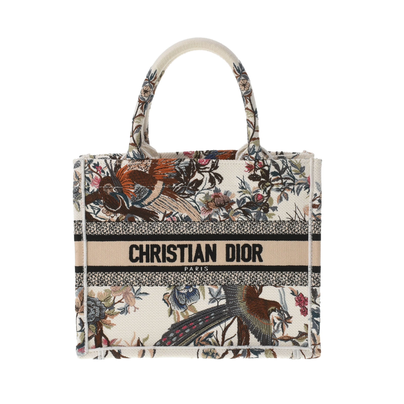 CHRISTIAN DIOR クリスチャンディオール ブックトート スモール ジャルダンボタニーク ホワイト レディース  エンブロイダリー ハンドバッグ Aランク 中古 