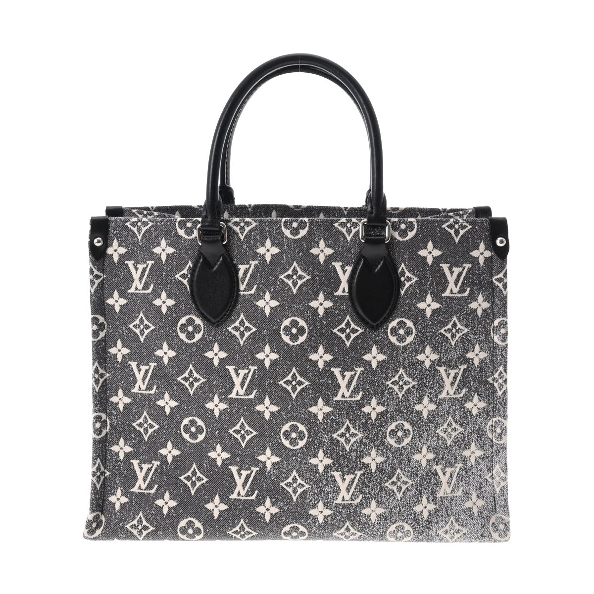 LOUIS VUITTON ルイヴィトン モノグラムジャガード オンザゴーMM ブルー M46448 レディース モノグラムデニム トートバッグ Aランク 中古 