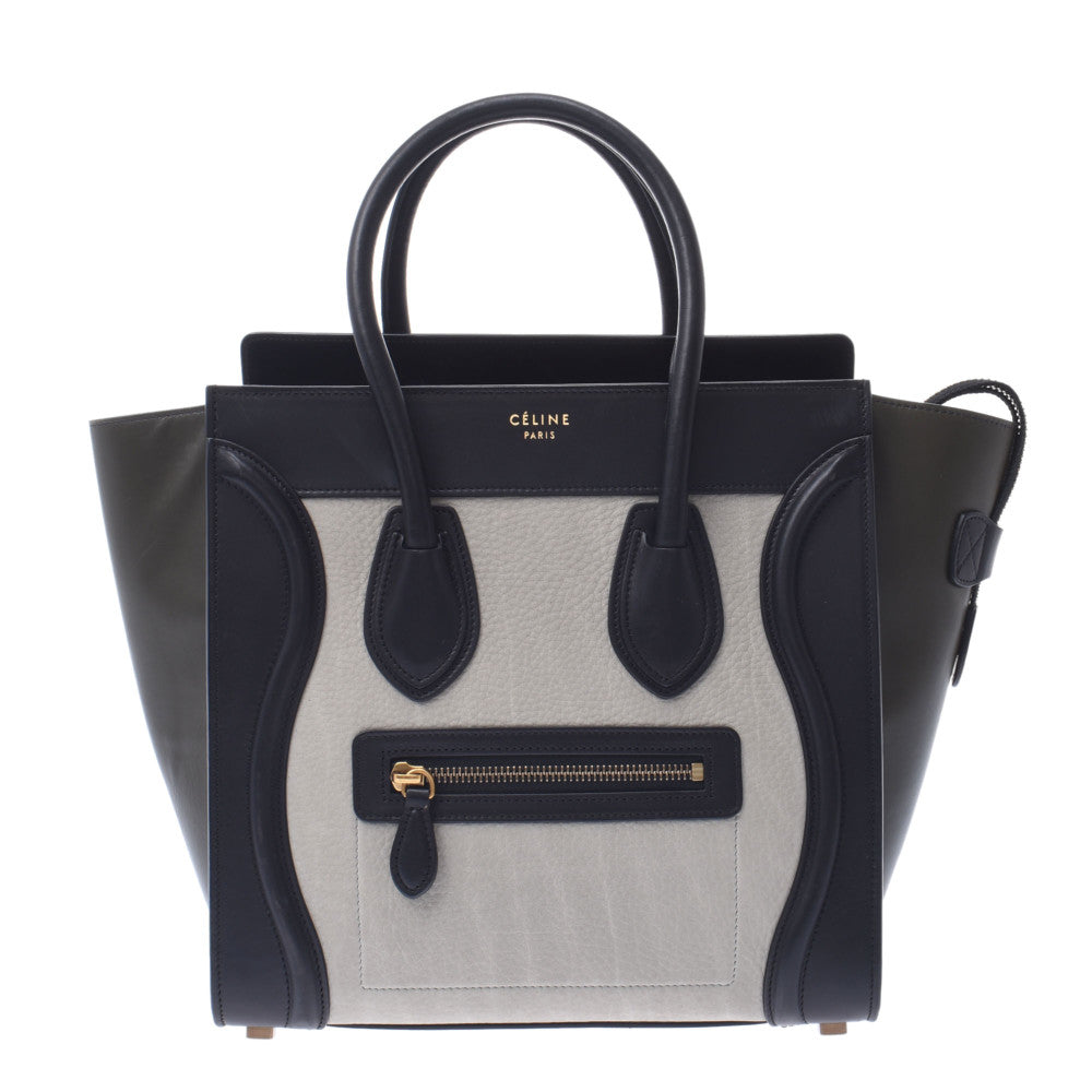 CELINE セリーヌ ラゲージ マイクロショッパー トリコロール レディース カーフ ハンドバッグ ABランク 中古 