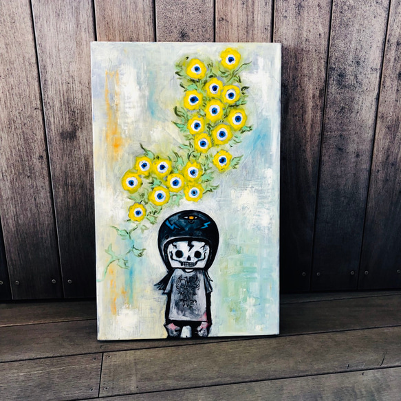 24 ☆SALE Untitled ( skull boy on flowers background )