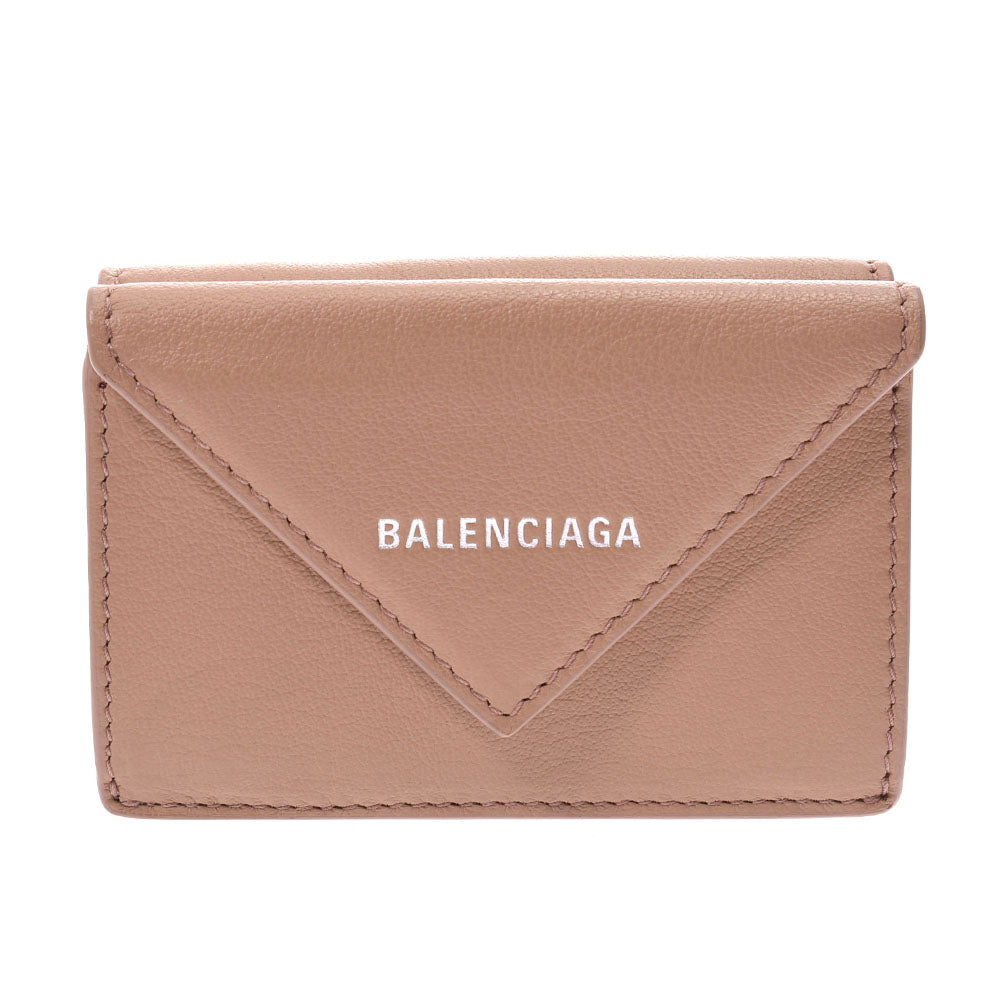 BALENCIAGA バレンシアガ ペーパー ミニウォレット ベージュ 391446 ユニセックス カーフ 三つ折り財布 未使用 