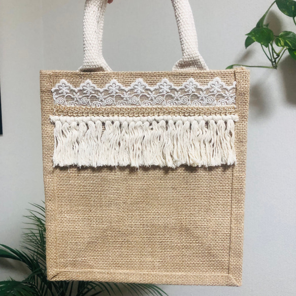 A6 無印良品ジュートトートバッグ / handmade design tote bag ハンドメイドデザイン