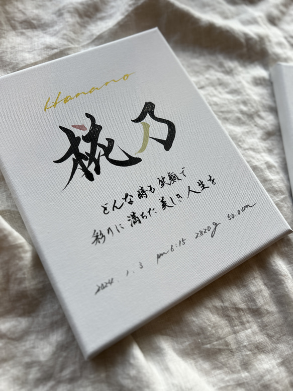 【書っぷkasui】書道家が書く由来入りキャンバス「name meaning color」送料無料