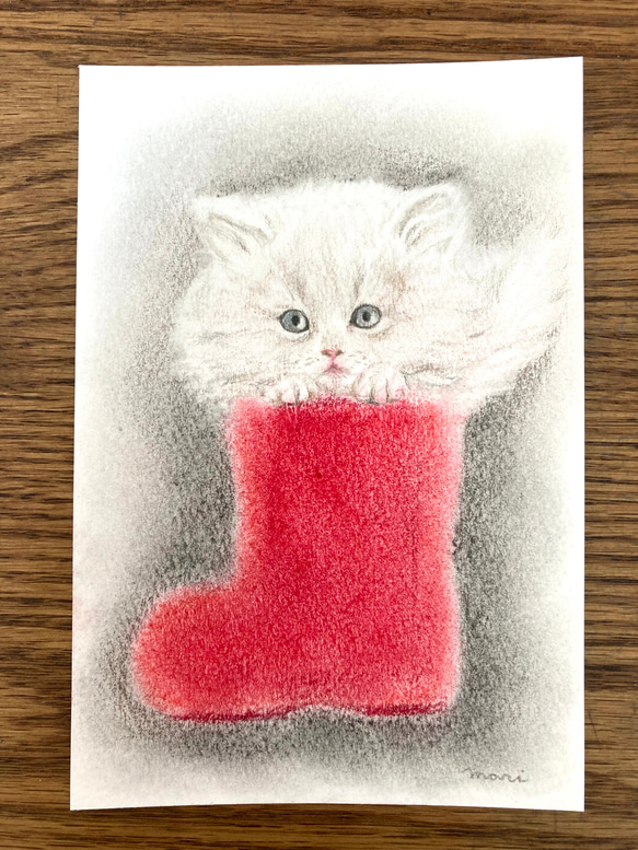 【赤いながぐつと仔猫】　原画　額入り