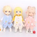 オビツ11服 ob11服 ストライプのオーバーオール ねんどろいどどーる ドール衣装 ドール服 ob11 1/12サイズbjd服