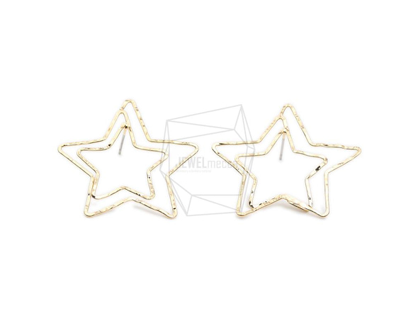 ERG-1960-G【2個入り】ダブルスターピアス,Double Star Earring Post