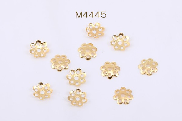 M4445 300個 花座 No.102 座金 7.5×7.5mm ゴールド  3X【100ヶ】