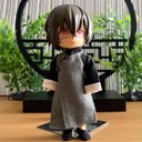 1/12サイズ◆チャイナ服（長袍・黒灰）/チャンパオ