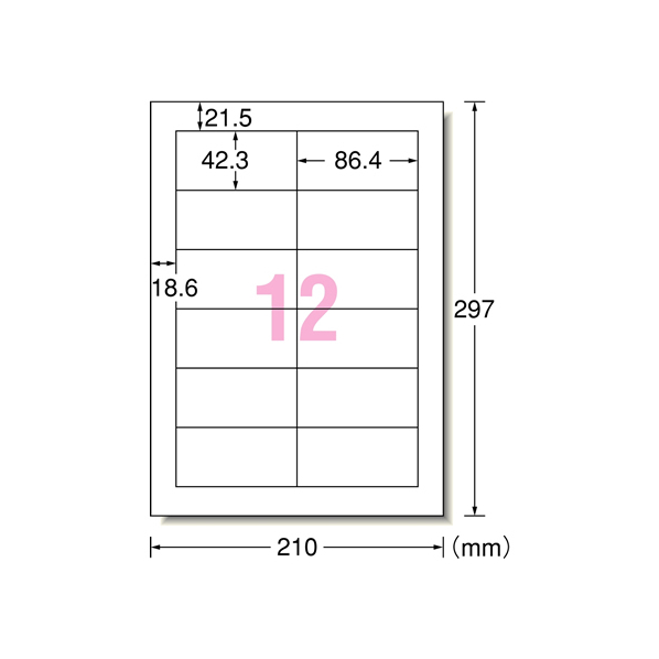 エーワン PPCラベル インチ改行 宛名表示用A4 12面 100枚 F877296-28273