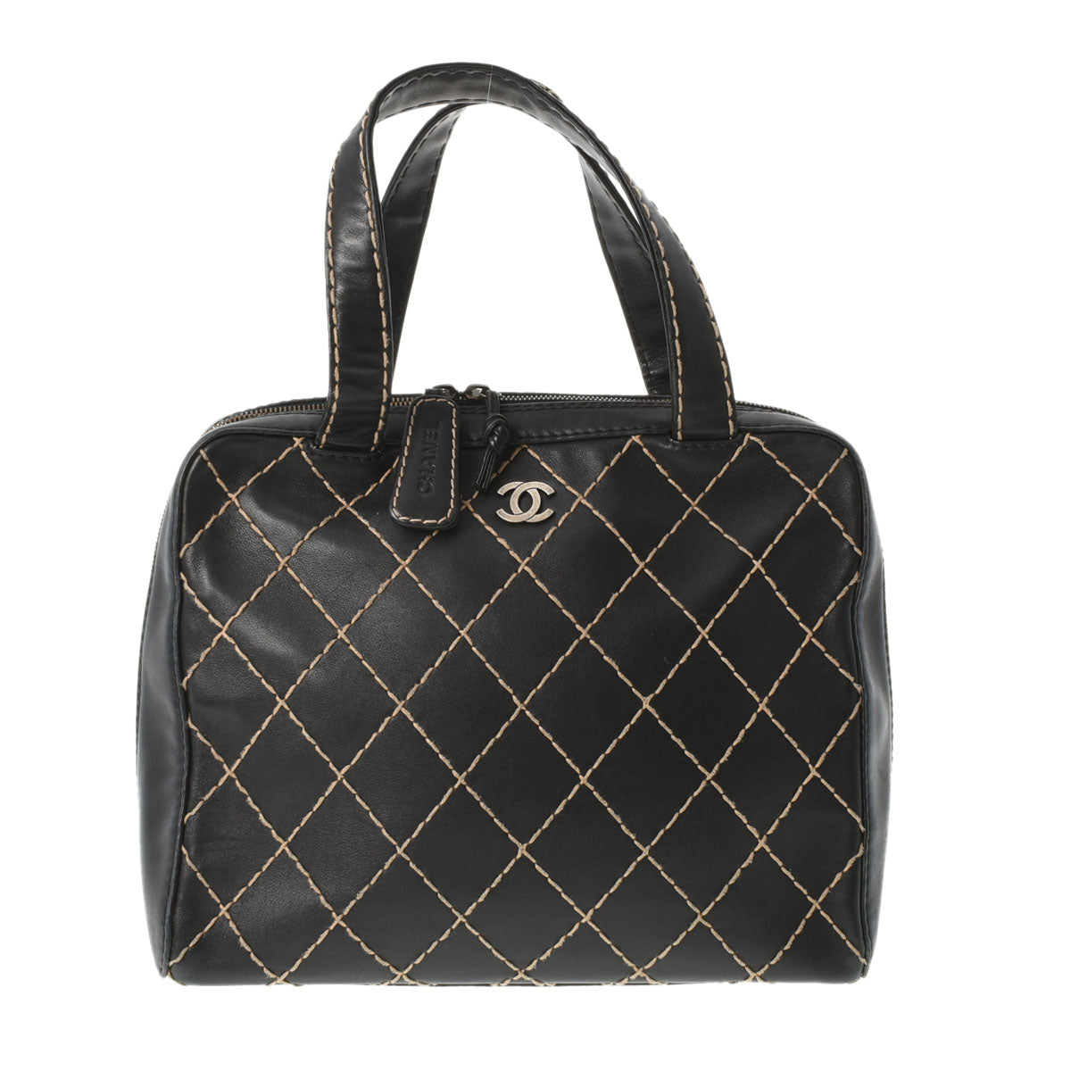 CHANEL シャネル ワイルドステッチ 黒 レディース レザー トートバッグ Bランク 中古 