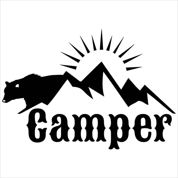 (大) カッティングシート ステッカー クマ 熊 シルエット camper キャンピングカー