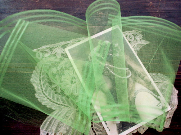 *♥Antique Silk Gossamer Gauze Ribbon Lime Green♥*