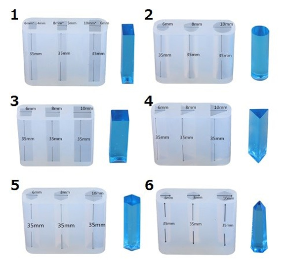 柱モールド　 1個　長方形/正方形/六角形/丸/三角形/水晶ポイント