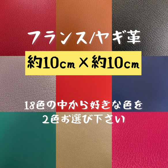 フランス産ヤギ革 2色セット 約10cm×約10cm