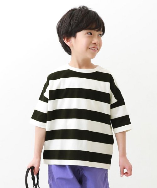 ボーダーゆるっとTシャツ 子供服 キッズ ベビー 男の子 女の子 トップス 半袖Tシャツ Tシャツ