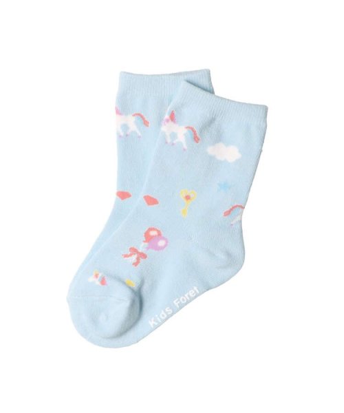 【子供服】 Kids Foret (キッズフォーレ) ユニコーン柄クルーソックス・靴下 11cm～20cm B13303