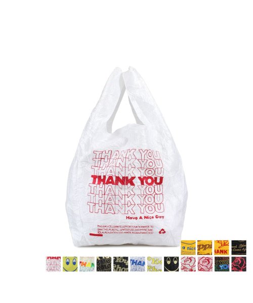 エコバッグ トートバッグ ショッピング レジ レディース メンズ 折りたたみ コンパクト ナイロン THANK YOU TOTE BAG ブラック ホワイト 黒