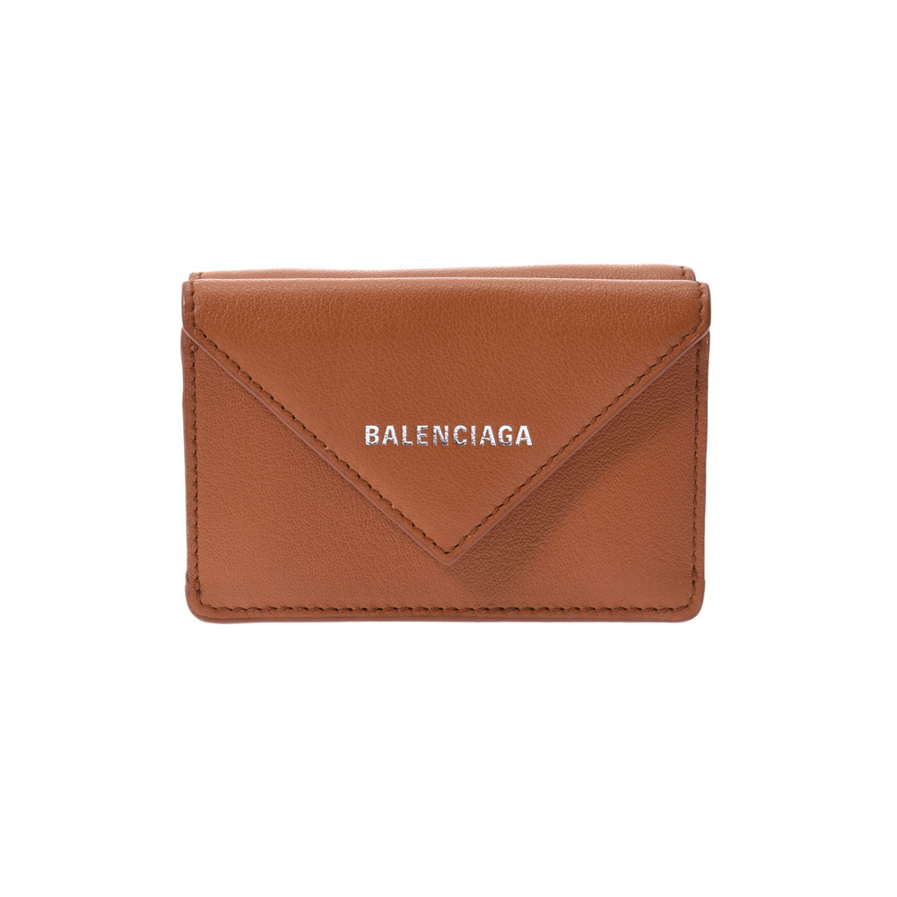 【コストコ お買い得】BALENCIAGA バレンシアガ ペーパーミニ ウォレット ブラウン 391446 ユニセックス カーフ 三つ折り財布 新品 _画像1