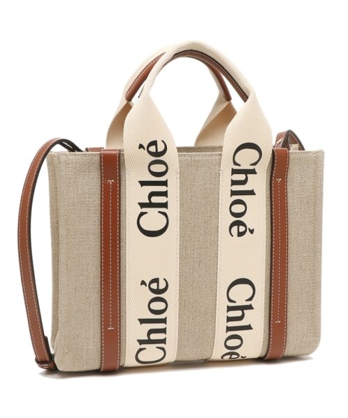 クロエ トートバッグ ショルダーバッグ ウッディ スモール 2WAY ミニバッグ ベージュ ブラウン レディース CHLOE CHC22AS397I26 90U