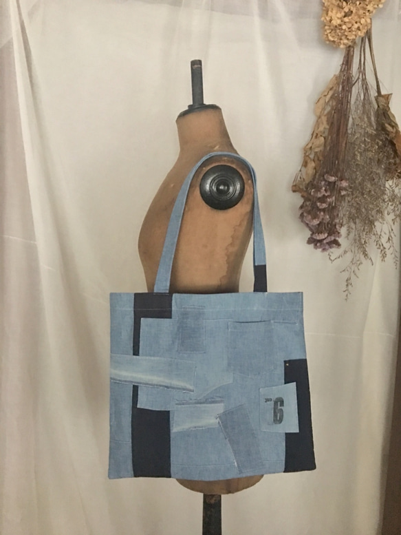 -sale‼️-  totebag /ヴィンテージ コットンシャンブレーのトートバッグ    ■tf-326