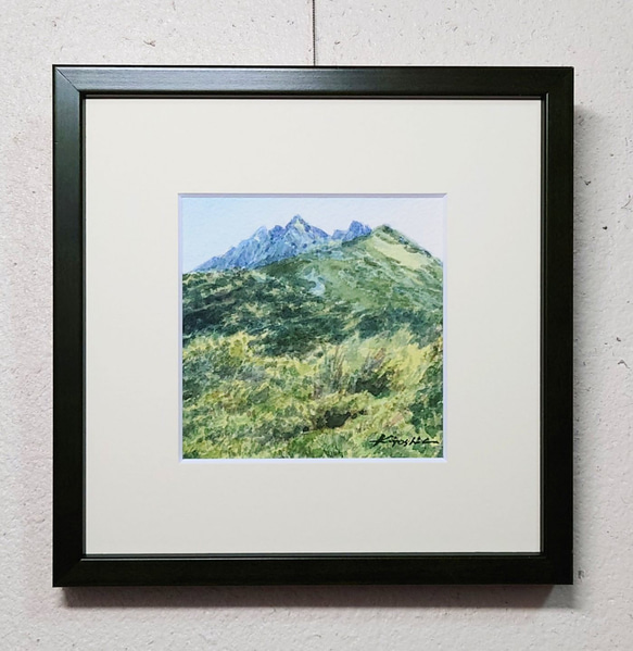 「夏の西穂」　　　　　　水彩画　山岳画　北アルプス　上高地　登山　夏山　小さな絵