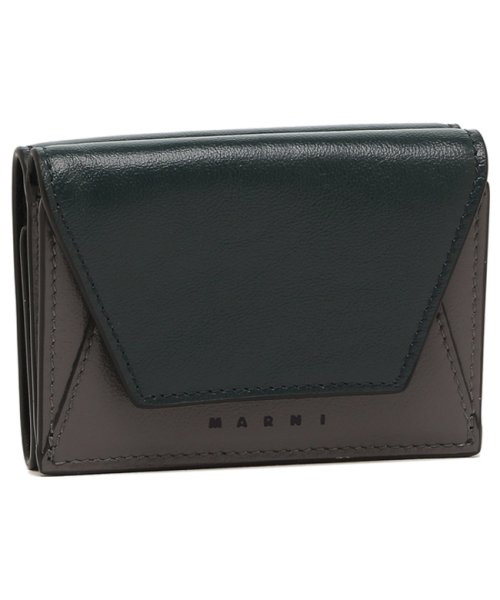 マルニ 三つ折り財布 ミニ財布 グレー グリーン メンズ MARNI PFMI0052U0 P2644 ZO597 TRIFOLD WALLET CYPRESS