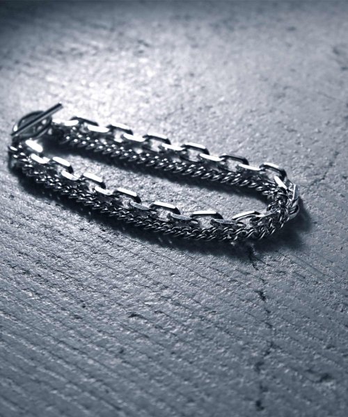 【YArKA/ヤーカ】silver925 thick flat & oval chain bracelet [F918]/喜平&楕円ミックスブレスレット シルバ