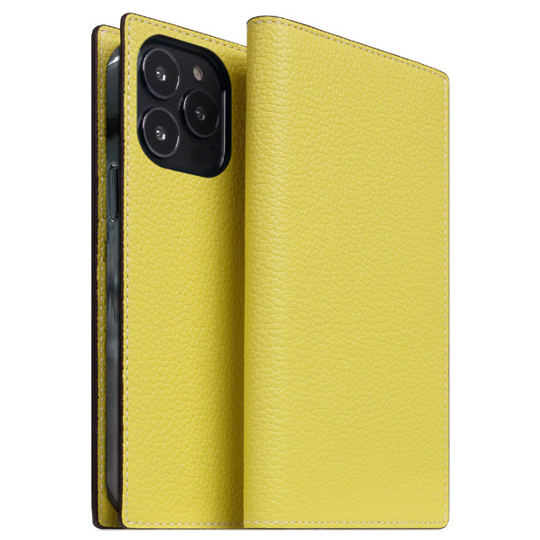 SLG Design iPhone 14 Pro用Neon Full Grain Leather Diary Case レモン SD24324I14PLM