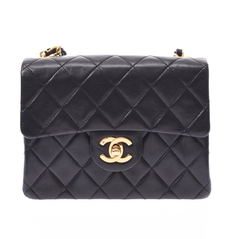 CHANEL シャネル ミニマトラッセ チェーンショルダーバッグ 黒 ゴールド金具 レディース ラムスキン ショルダーバッグ ABランク 中古 