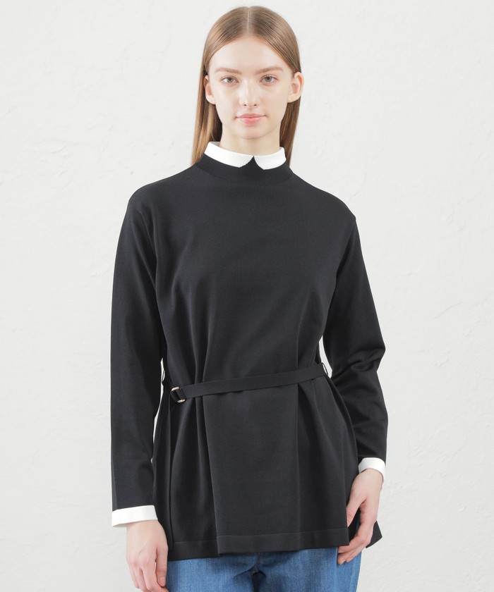 マッキントッシュ フィロソフィー/Cleric Collar Knit ベルテッドチュニック