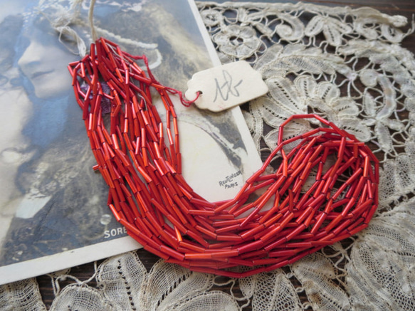 *♥Antique Rousselet Souffle Beads Metallic Pompeian Red*♥*