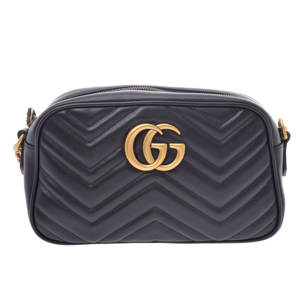 GUCCI グッチ GGマーモント スモールショルダーバッグ 黒 ゴールド金具 447632 レディース カーフ ショルダーバッグ Aランク 中古 