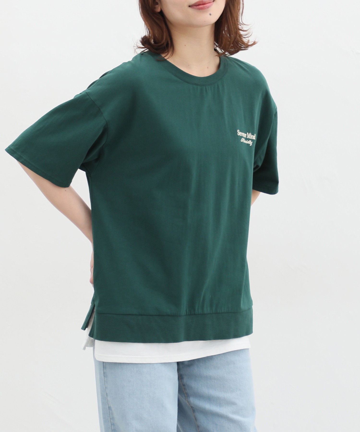 グラシア/裾レイヤード風トップス トップス Tシャツ レディース 綿100％ UVカット