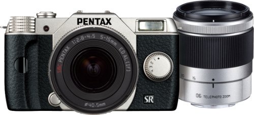 PENTAX デジタルミラーレス一眼 Q10 ダブルズームキット [標準ズーム 02 STANDARD ZOOM ・望遠ズーム 06 TELEPHOTO ZOOM] シルバー Q10【中古品】