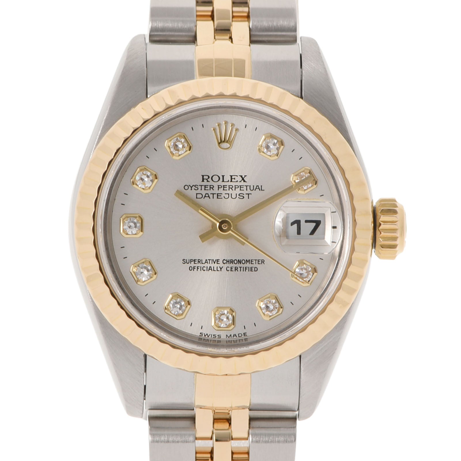 ROLEX ロレックス デイトジャスト 10Pダイヤ 79173G レディース YG/SS 腕時計 自動巻き シルバー文字盤 Aランク 中古 