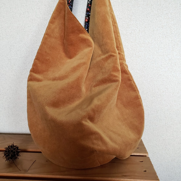 リバーシブル・しずくの袋bag＊別珍と小花＊