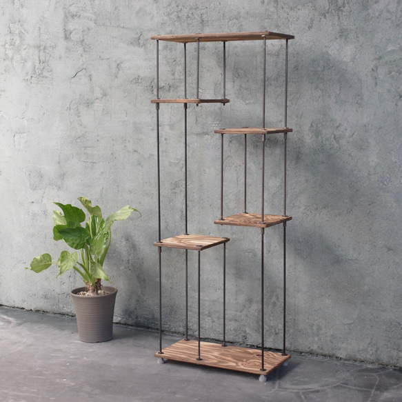 【即納＆送料無料】wood iron shelf 1190*450*225〈ブラウン〉