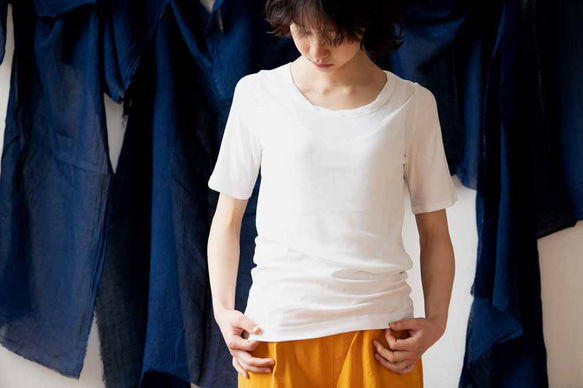 Organiccotton４分袖クルーネックカットソー