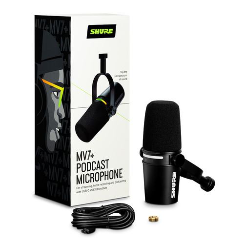 SHURE MV7+KJ ダイナミック型マイクロホン ノイズ低減機能搭載 ブラック