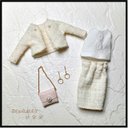 リカちゃん　服　ハンドメイド　ツィードセットアップ着回しコーデセット