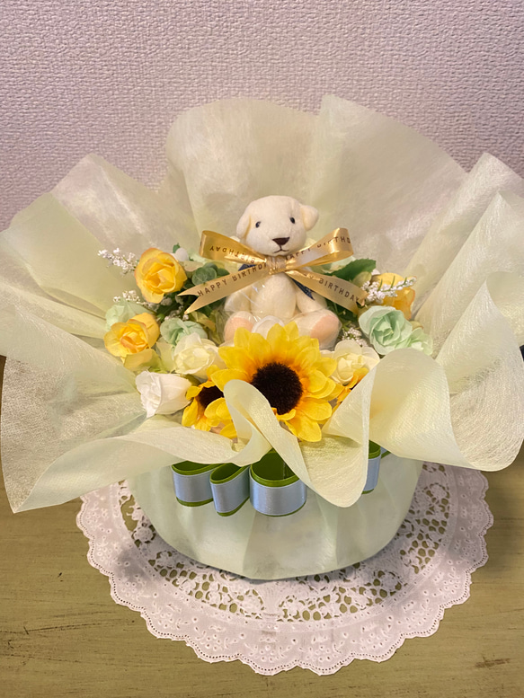 Grandma おむつケーキ ひまわり1段 sunflower 　出産祝いに