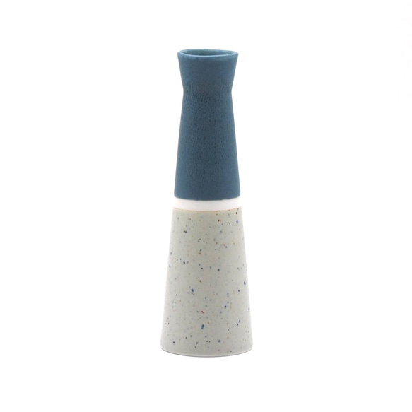 【送料無料】美濃焼 職人づくり 花瓶 花器 一輪差し 磁器 陶磁器 Flower Vase blue×dots