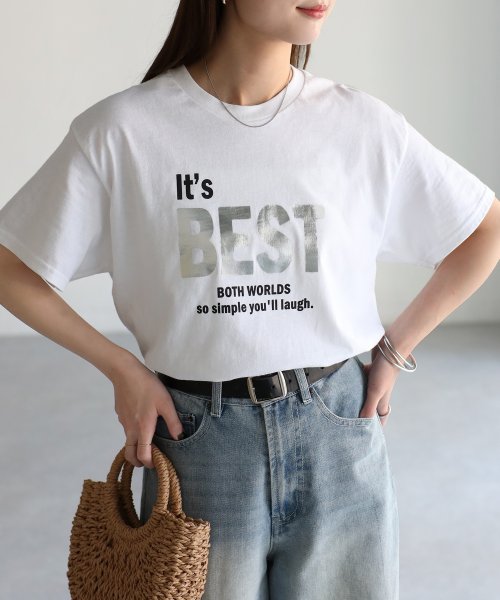 Its BEST 箔シルバープリントロゴTシャツ