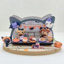 魔女くまちゃんのハロウィンSHOP　ミニチュア　粘土細工　樹脂粘土　ドールハウス　こねこねくらぶ　黒猫　季節飾り　ディスプレイ