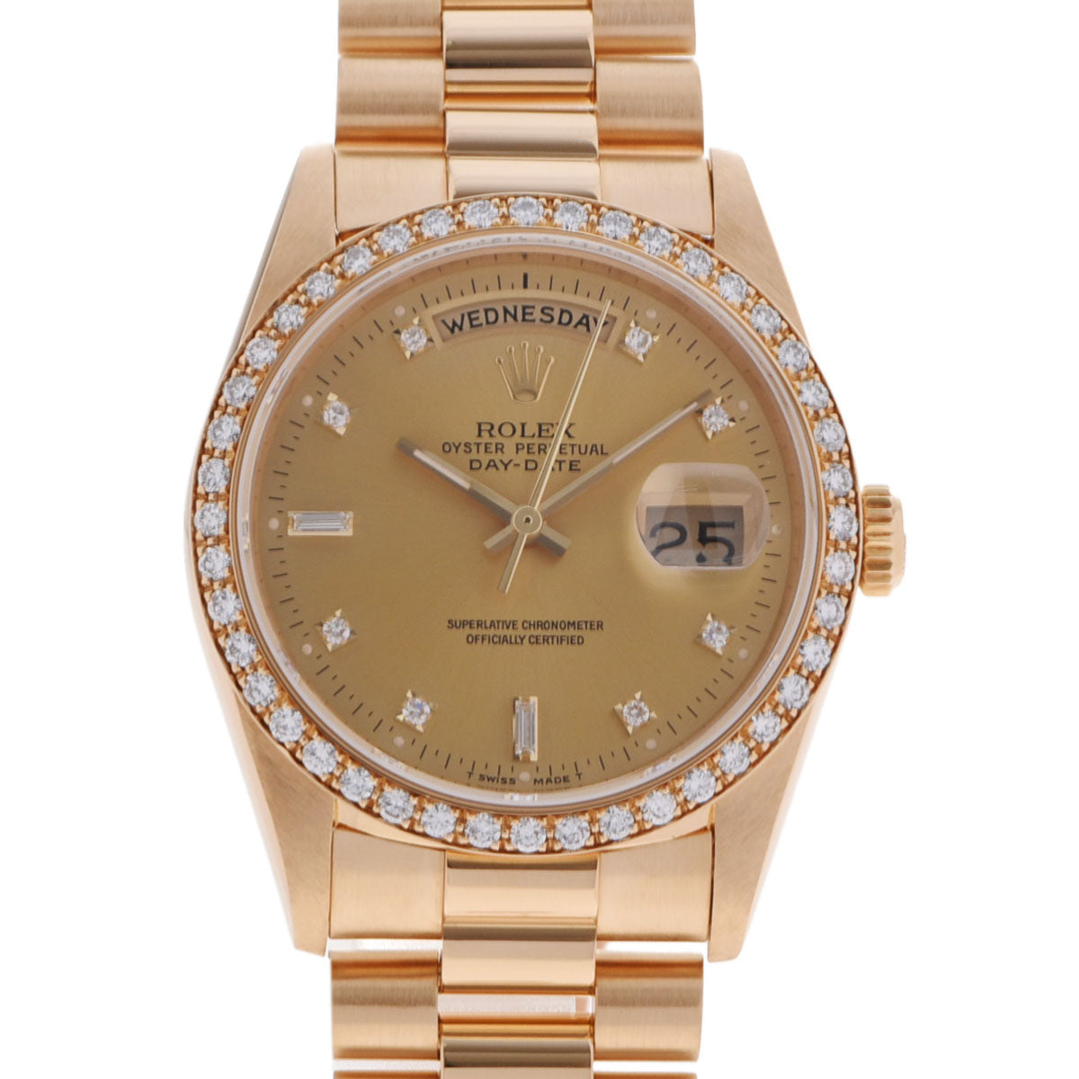 ROLEX ロレックス デイデイト 10Pダイヤ 18348A メンズ YG 腕時計 自動巻き シャンパン文字盤 Aランク 中古 