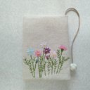 文庫本刺繍のブックカバー　コスモス