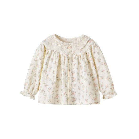 Floral Crochet Collar Tops　ベビー　キッズ【75～130】(即日発送)